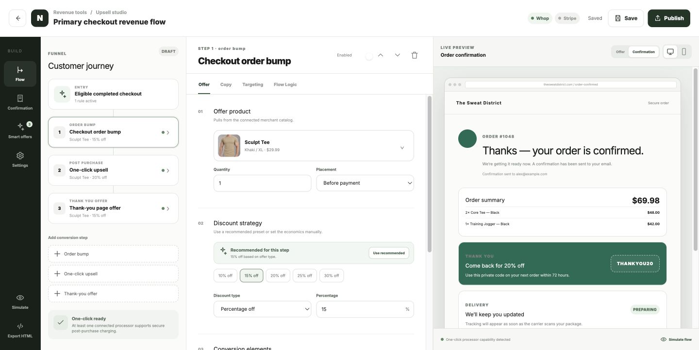 NexusRouts branded order confirmation editor